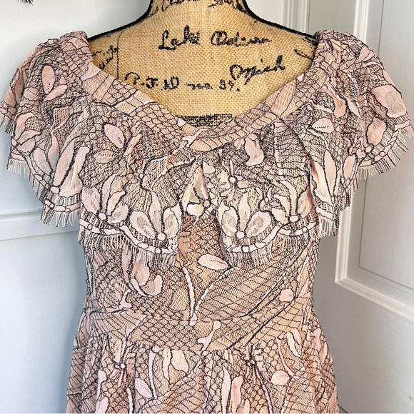 Wayf Off the Shoulder Blush Lace Mini Dress NWT - Picture 3 of 13